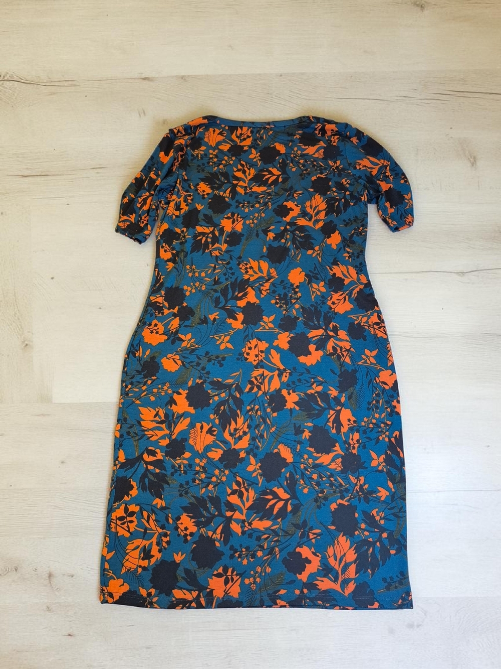 LuLaRoe Teal Julia Dress with Orange and Black Floral Print Large - Picture 8 of 8